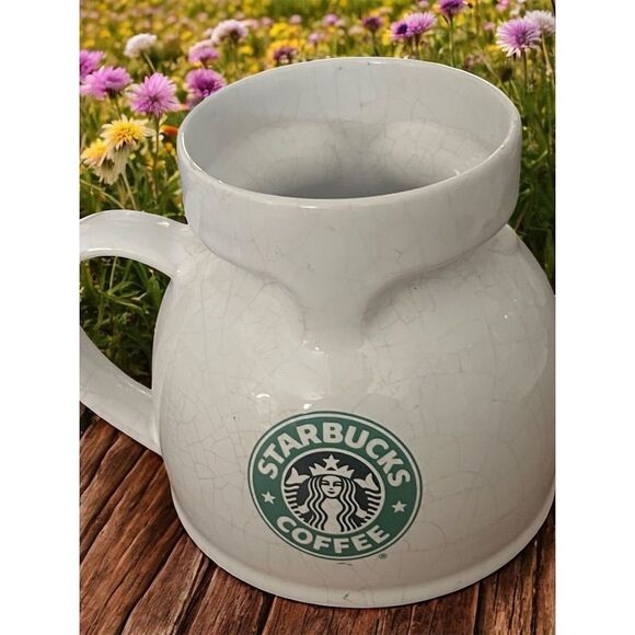 Starbucks Mermaid Siren Logo Chubby Wide Bottom Ceramic Large Mug Coffee Cup - Picture 3 of 7